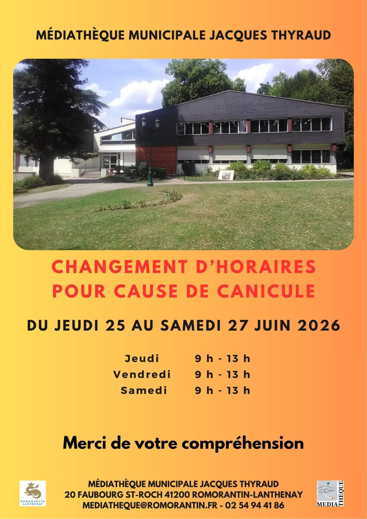 Changement d'horaires pour cause de canicule
